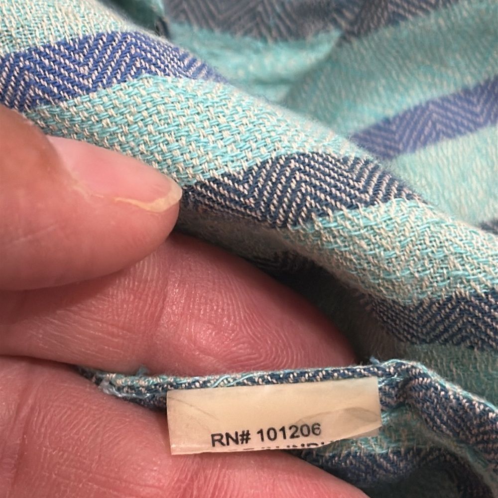 (H1) Soft Surroundings Turquoise Striped Embroidered Tunic, Sz M - Picture 8 of 15